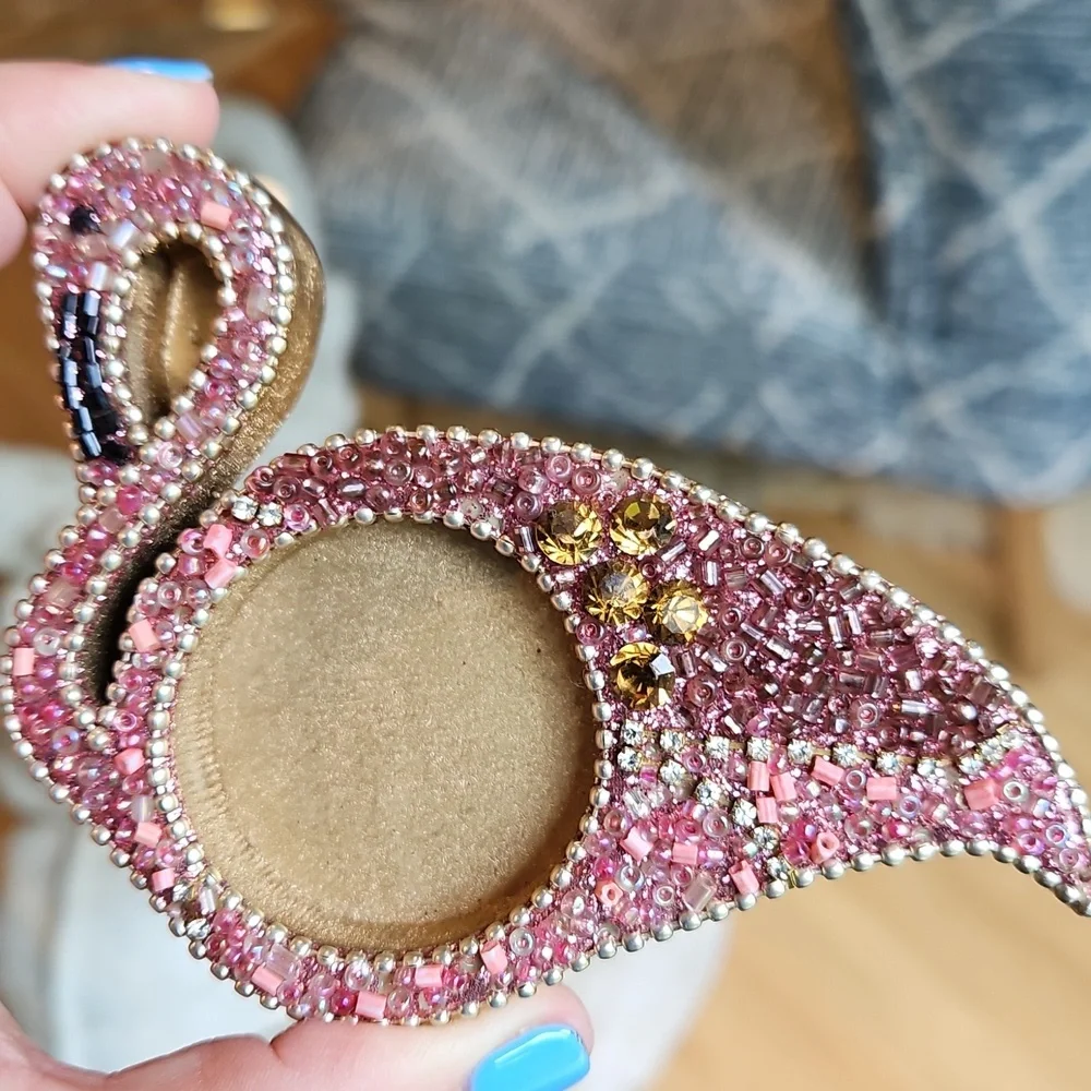 Pier 1 Pink Flamingo Sequin Candle Holder